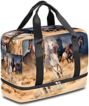 Duffel Bolsa de viagem a cavalo, Desert Running Horse Weekender Dnotight Bag Large On Bag, Bolsa de Ginásio Esportiva à prova