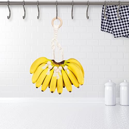 Cabilock decoração de casa cesta de frutas 2pcs macrama cabide de banana corda de algodão banana ganchos pendurados hammock