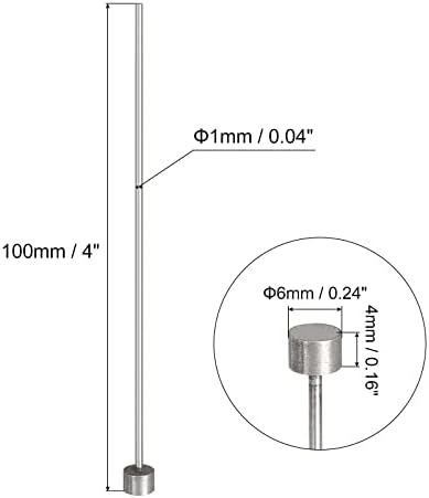 UXCELL PINS EIJETOR EM STEL, 1MM DIA. 65mn Aço redondo ponta redonda Puncade 100 mm de comprimento para manutenção mecânica