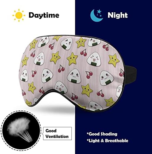Ballas de arroz japonês estrela máscara de olho para dormir de blecaute para a noite com cinta ajustável para homens