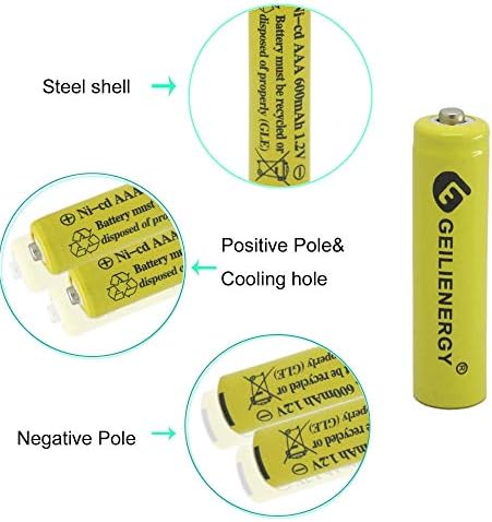 Geilienergy 8 pacote Nicd AAA Baterias recarregáveis ​​para luzes solares com 3 pacote BT-1007 sem fio compatível com a bateria para