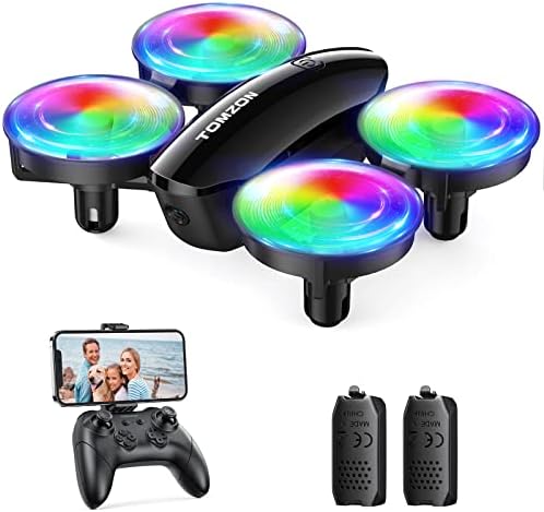 Tomzon A23W Mini Drone para crianças com pacote de câmera de 1080p com drone Tomzon A23 RC para crianças com LEDs, Mini Drone