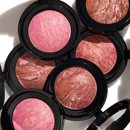 Laura Geller New York assou Bush-N-Brighten Marbleized Blush-rosa iluminada pelo sol e um pacote de pincel de blush angular