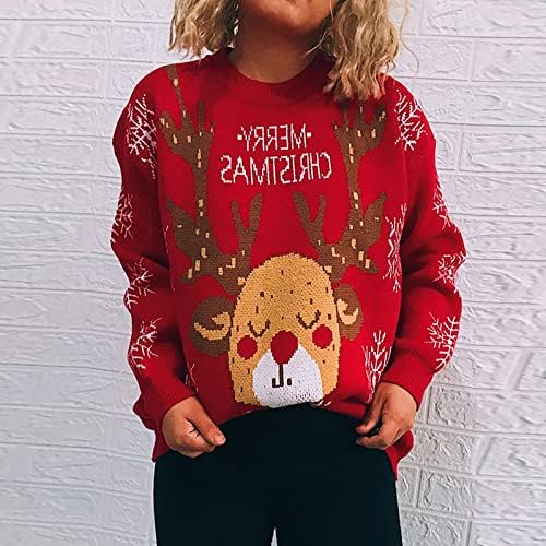 Roupas de Natal feminino chapéu de moda de gola doce garetom sweater de girôs suéter suéter de suéter de pescoço