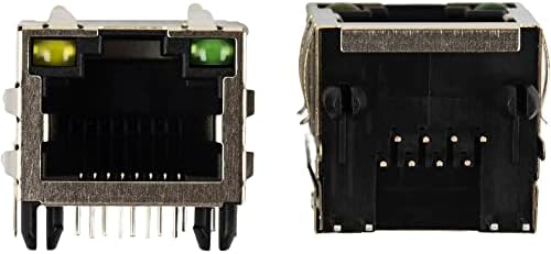 Rede Ethernet blindou RJ45 com luzes LEDs Ethernet Jacks 8p8c conectores de soquete feminino 8pin PCB montagem para CAT5, CAT5E,