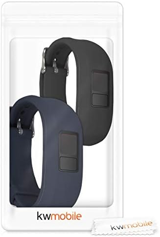 Kwmobile Watch Bands Compatível com Garmin Vivofit 3 - Straps Conjunto de 2 banda de silicone de substituição - preto/azul