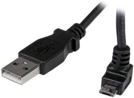 Startech.com 1m Micro USB Cable Tord - A a Up Angle Micro B - UP CABO MICRO USB PARTIDO - 1X USB A, 1X MICRO B - BLACK
