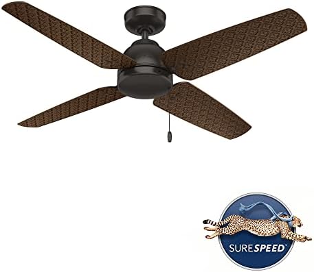 Hunter Sunnyvale Indoor / Outdoor Teto Fan com controle de corrente de tração, 52 , Bronze