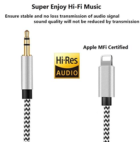 Aux Cord for iPhone, 2 pacote de 3,3 pés [certificado de MFI da Apple] Lightning to 3,5mm ADAPTER de áudio auxiliar compatível com