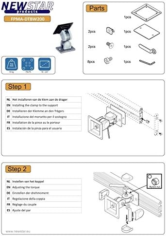 Newstar Crega plana da barra de ferramentas Montagem 10-30 , 2 pivôs, FPMA-DTBW200