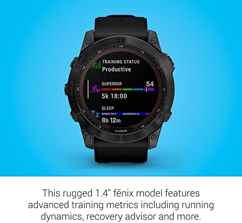 Garmin Fenix ​​7x Sapphire Solar, smartwatch de aventura de tamanho maior, com recursos de carregamento solar, relógio externo acidentado