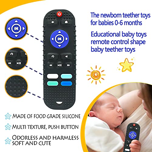 Brinquedo de Controle Remoto para Bebês, Baby Toys TV Remote Shape com clipe de chupeta （Black)