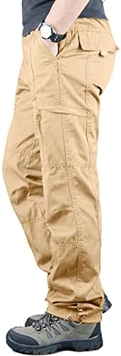 Calça de carga homens relaxados fit masculino casual bolso zíper bolso de calça de carga de cargo de cargo de calças de carga