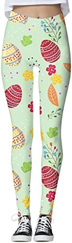 Leggings de coelhinho da Páscoa para mulheres Butt Lift Rabbit ovo calças impressas calças calças de fitness mole