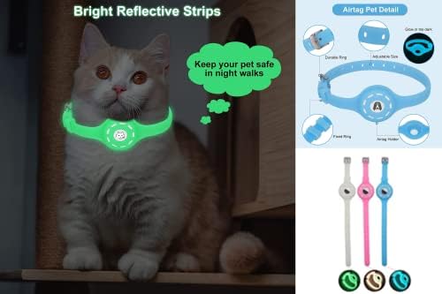 Marley's Friends Premium Premium Soft Silicone Airtag Collar Cat de gato Apple Airtag Cat/colar de cachorro colar fluorescente
