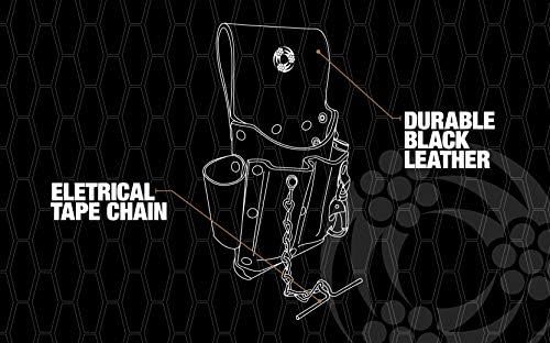 Sudwire Tools & Equipment Pouch4 Leather Tool Pouch, bolsa de 5 bolso com corrente de fita elétrica, compartimentos