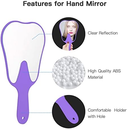 Protetor 2 PCs espelho portátil pequeno com alça, espelho de mão espelho em forma de dente espelho de maquiagem fofo para