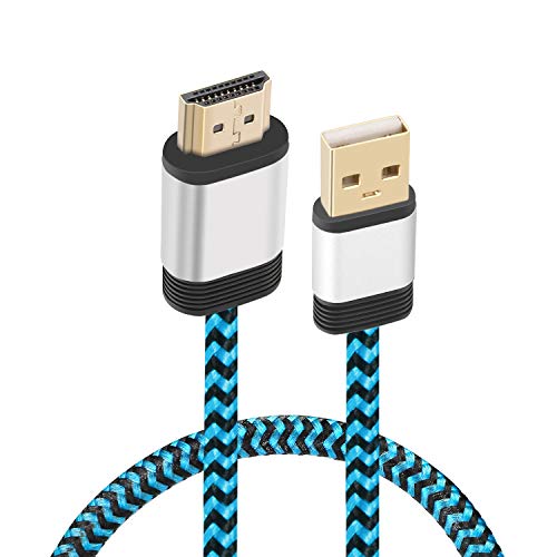 Cabo do carregador USB para HDMI, Yebline [concha de alumínio, nylon trançado] USB 2.0 Tipo A Male A Male a HDMI Adaptador